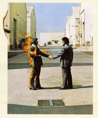 The album cover "Wish You Were Here" is reminiscent of many rockers then's view of a burning life.
