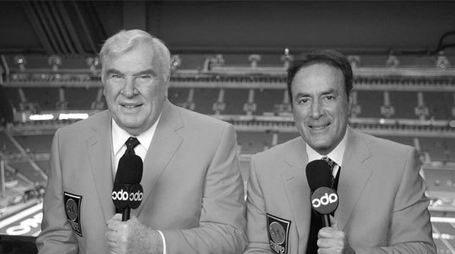 Madden with his broadcast partner Al Michaels on ABC 2002