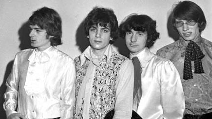 Syd Barrett (second from left) takes a photo with the members of Pink Floyd