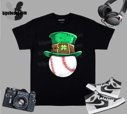 Baseball St Patricks Day Boys Men Ball Leprechaun Catcher T Shirt