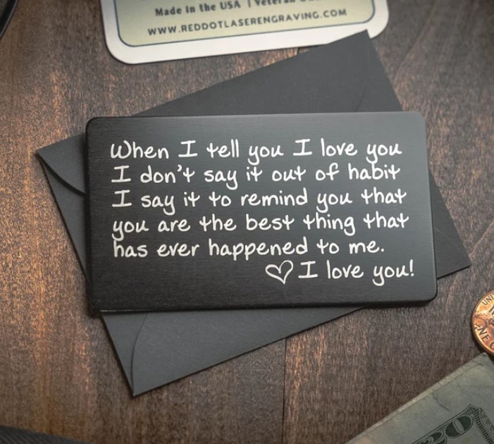 Engraved Wallet Card Love Note