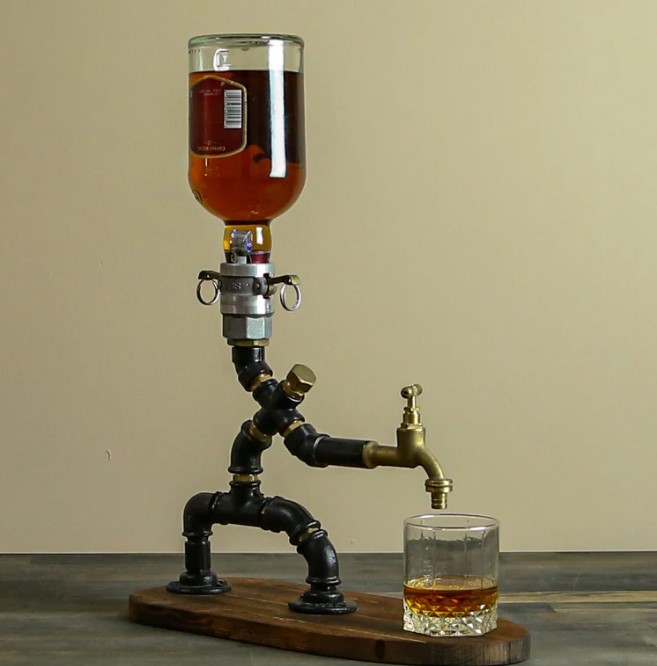 Handcrafted Industrial Whiskey Dispenser
