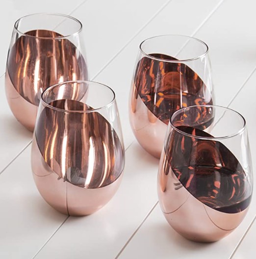 Modern Copper Stemless Wine Glasses
