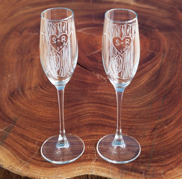 Etched Champagne Flutes