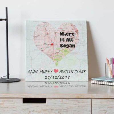 Where It All Began Map Wall Art Custom Canvas Print