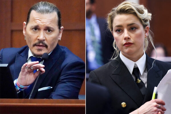 Johnny Depp and Amber Heard in court.