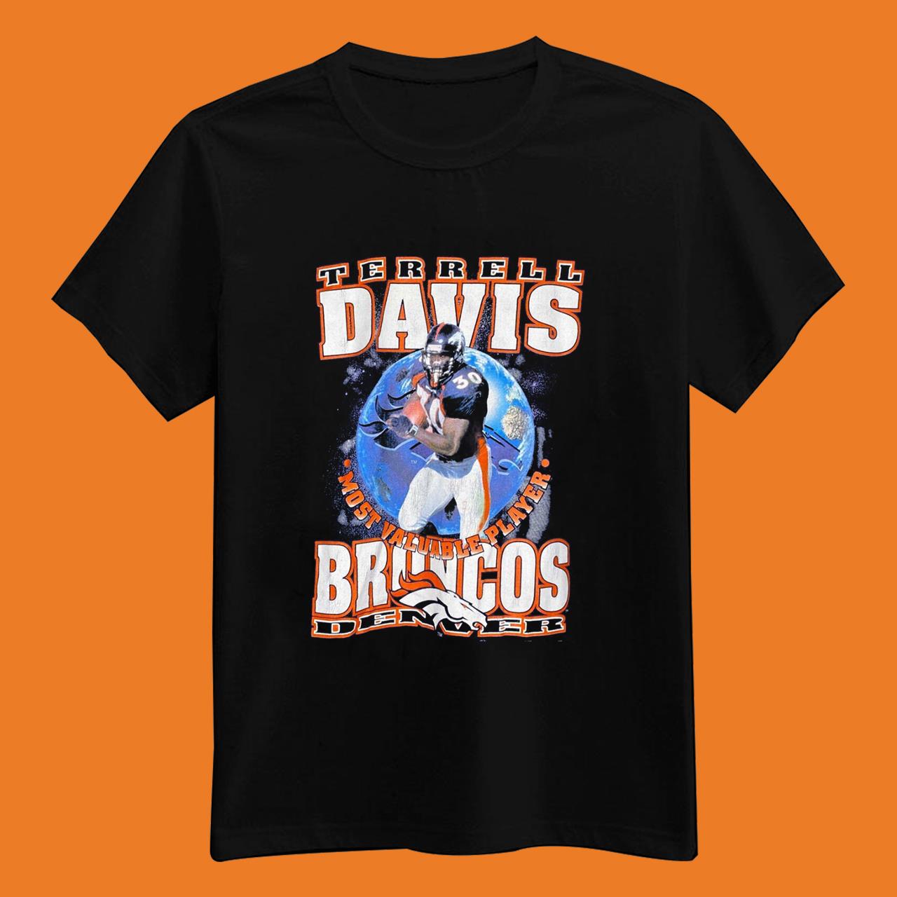 Denver Broncos T Shirt Terrell Davis NFL 90s Unisex Cotton Tee