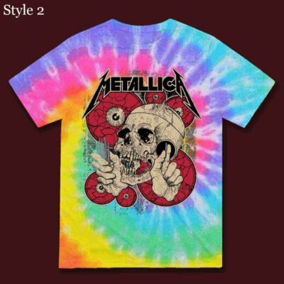 Vintage Metallica Pushead The Shortest Straw Shirt Tie Dye Rainbow