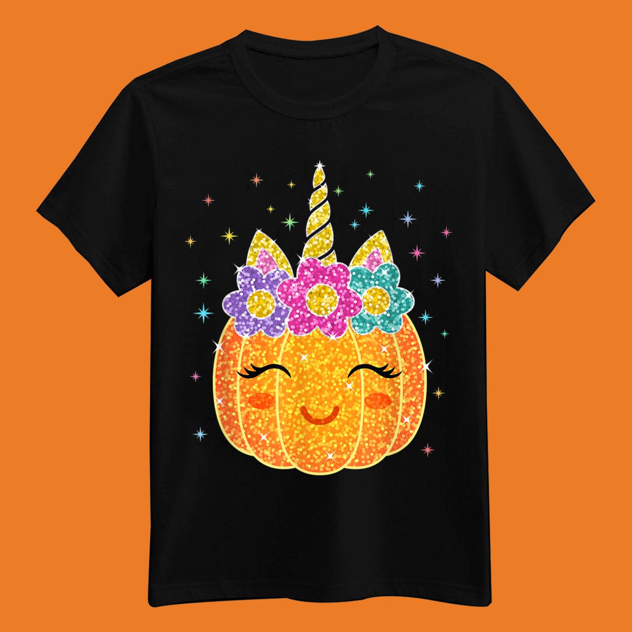 Cute Unicorn Pumpkin Halloween Thanksgiving T-Shirt