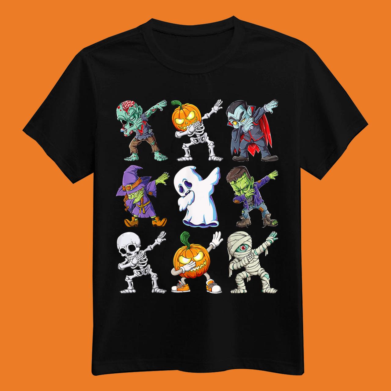 Dabbing Halloween Boys Skeleton Zombie Scary T-Shirt