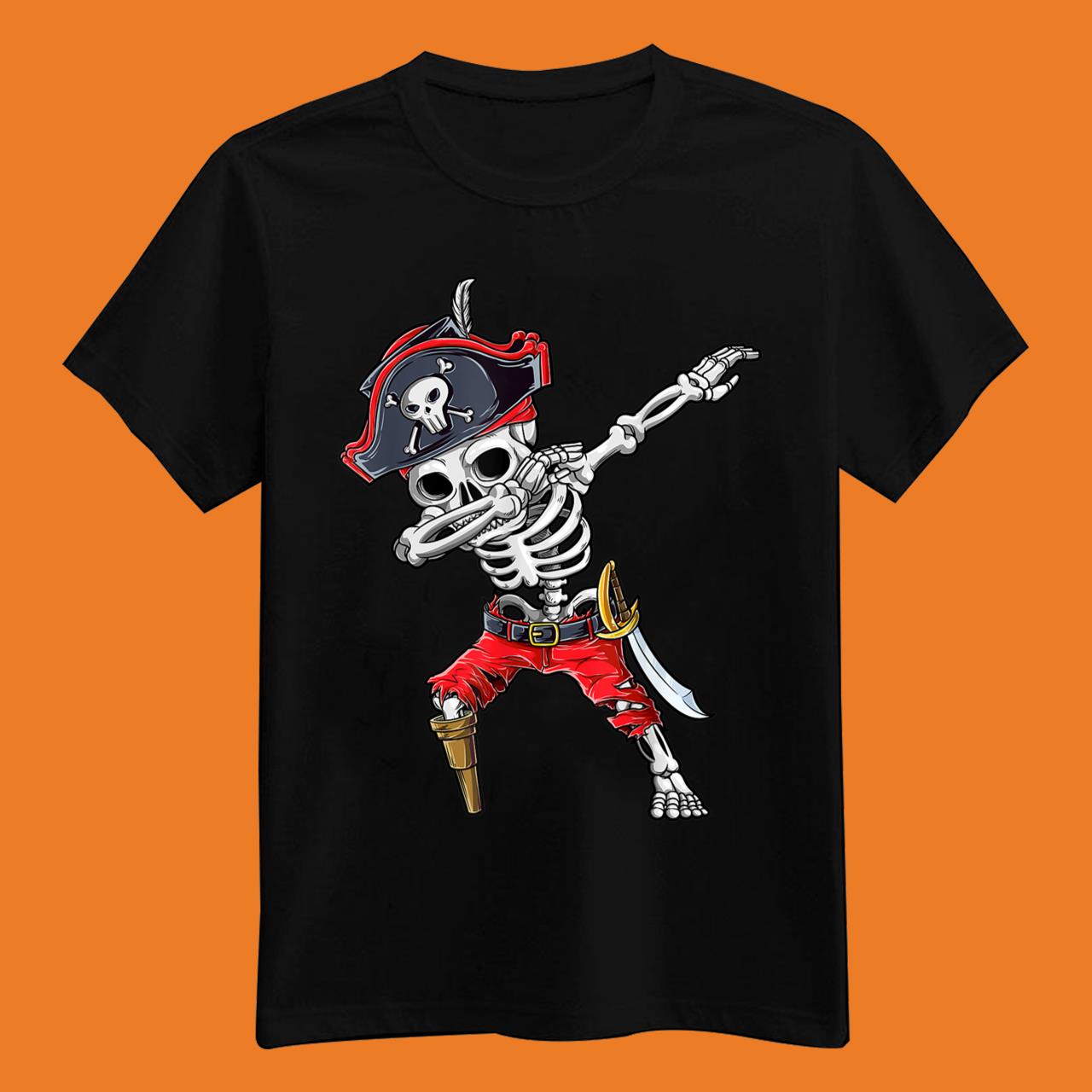 Dabbing Skeleton Pirate Halloween T Shirt