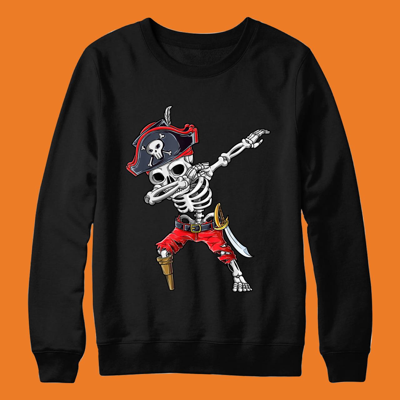 Dabbing Skeleton Pirate Halloween T Shirt