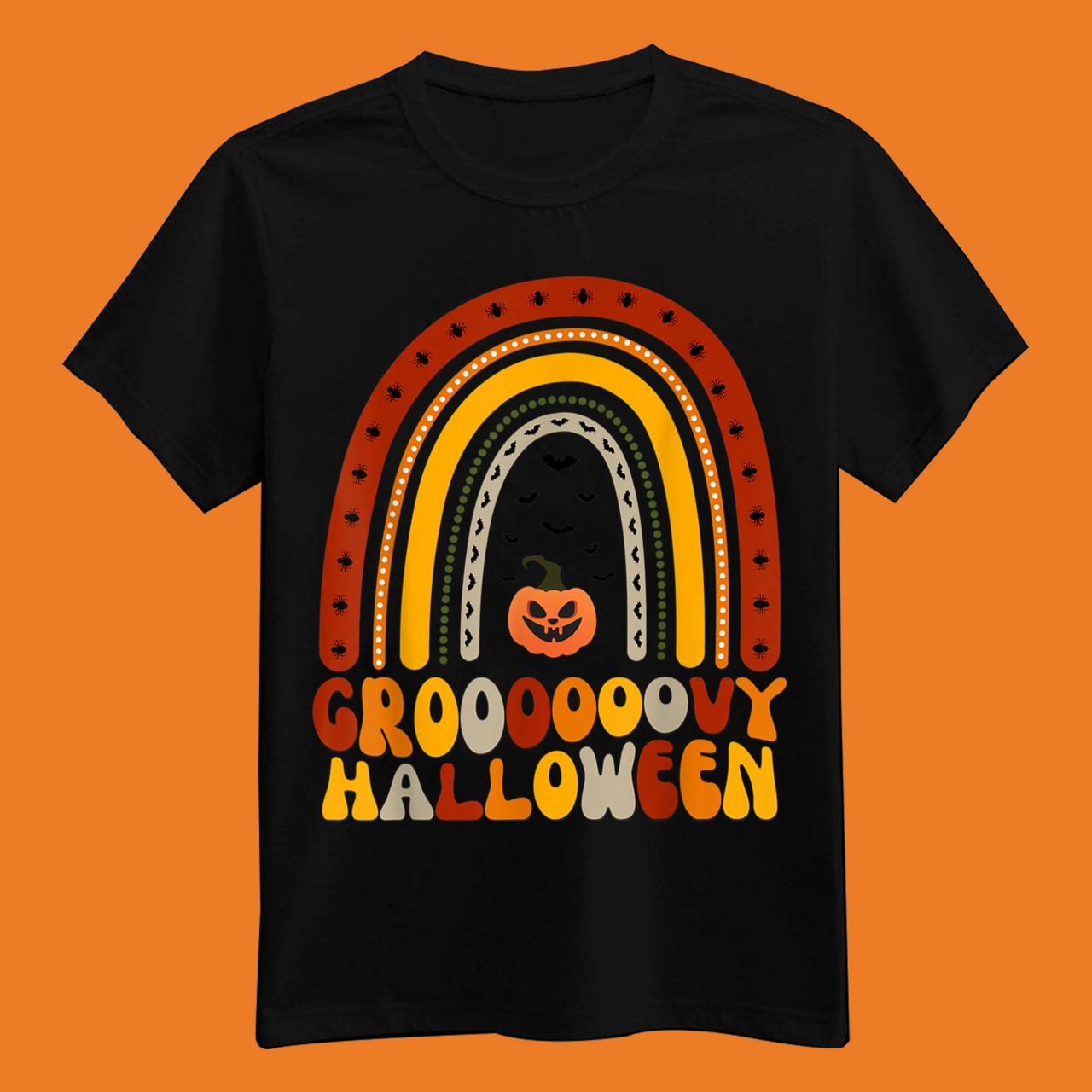 Funny Halloween Groovy Halloween Rainbow T-Shirt