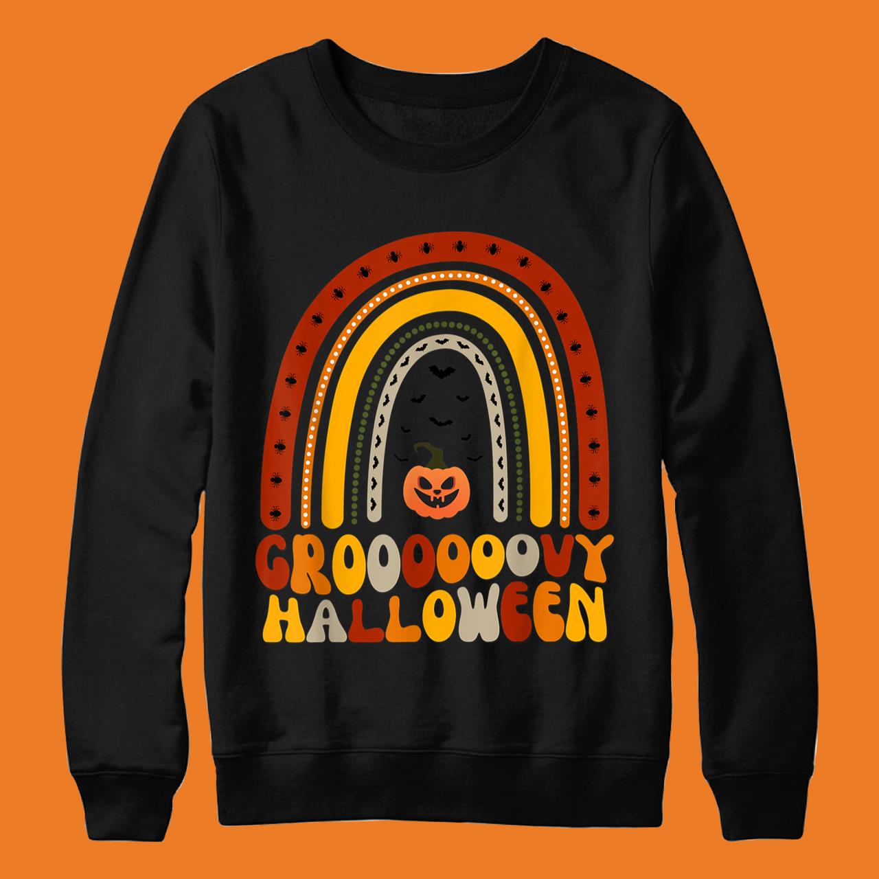 Funny Halloween Groovy Halloween Rainbow T-Shirt