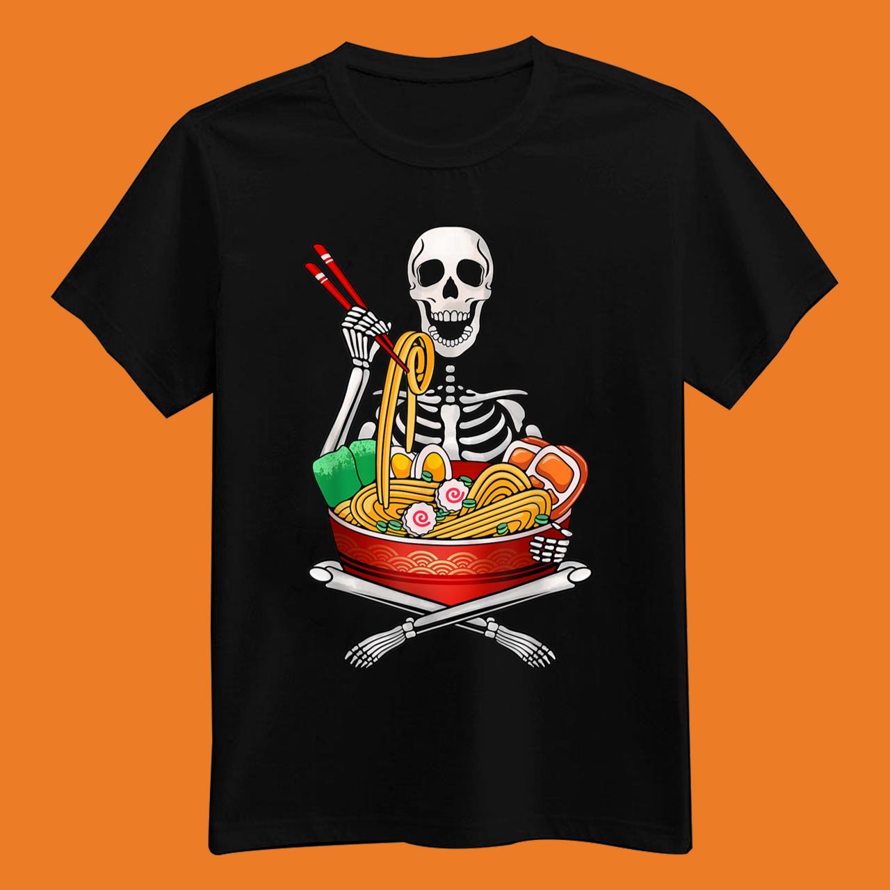 Halloween Skeleton Anime Japanese Food Ramen Lovers T-Shirt