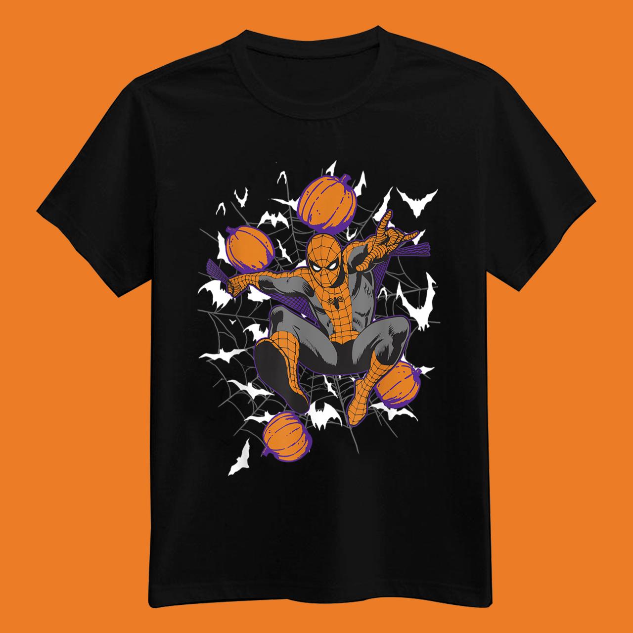 Marvel Spider-Man Web & Pumpkins Halloween T-Shirt