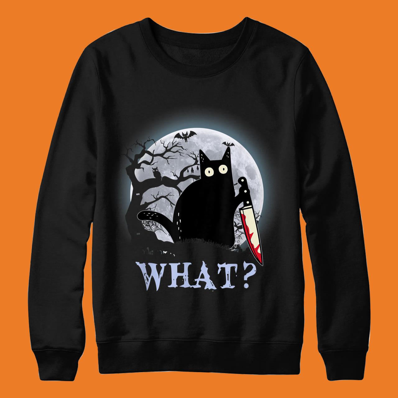 Murderous Black Cat With Knife Halloween Costume T-Shirt