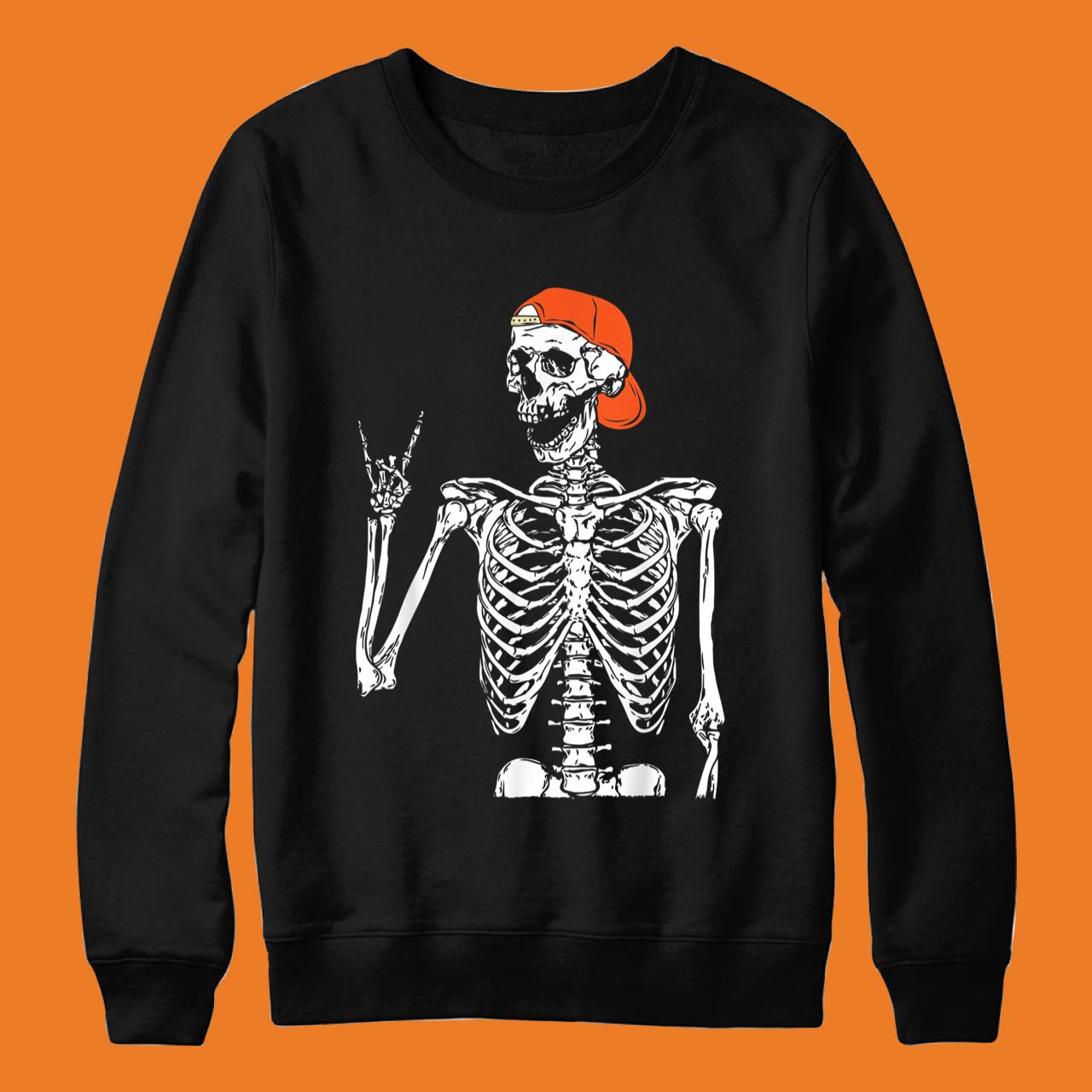 Rocker Skeleton Hand Rock On Funny Halloween T-Shirt