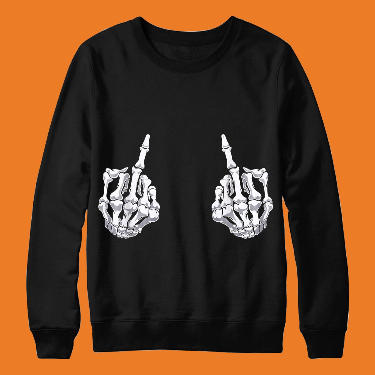 Skeleton Hand Halloween Bones Middle Finger Skull T-Shirt