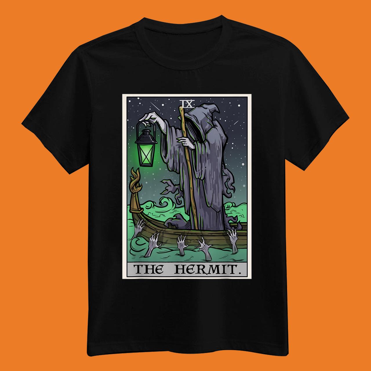 The Hermit Tarot Card Gothic Halloween T-Shirt