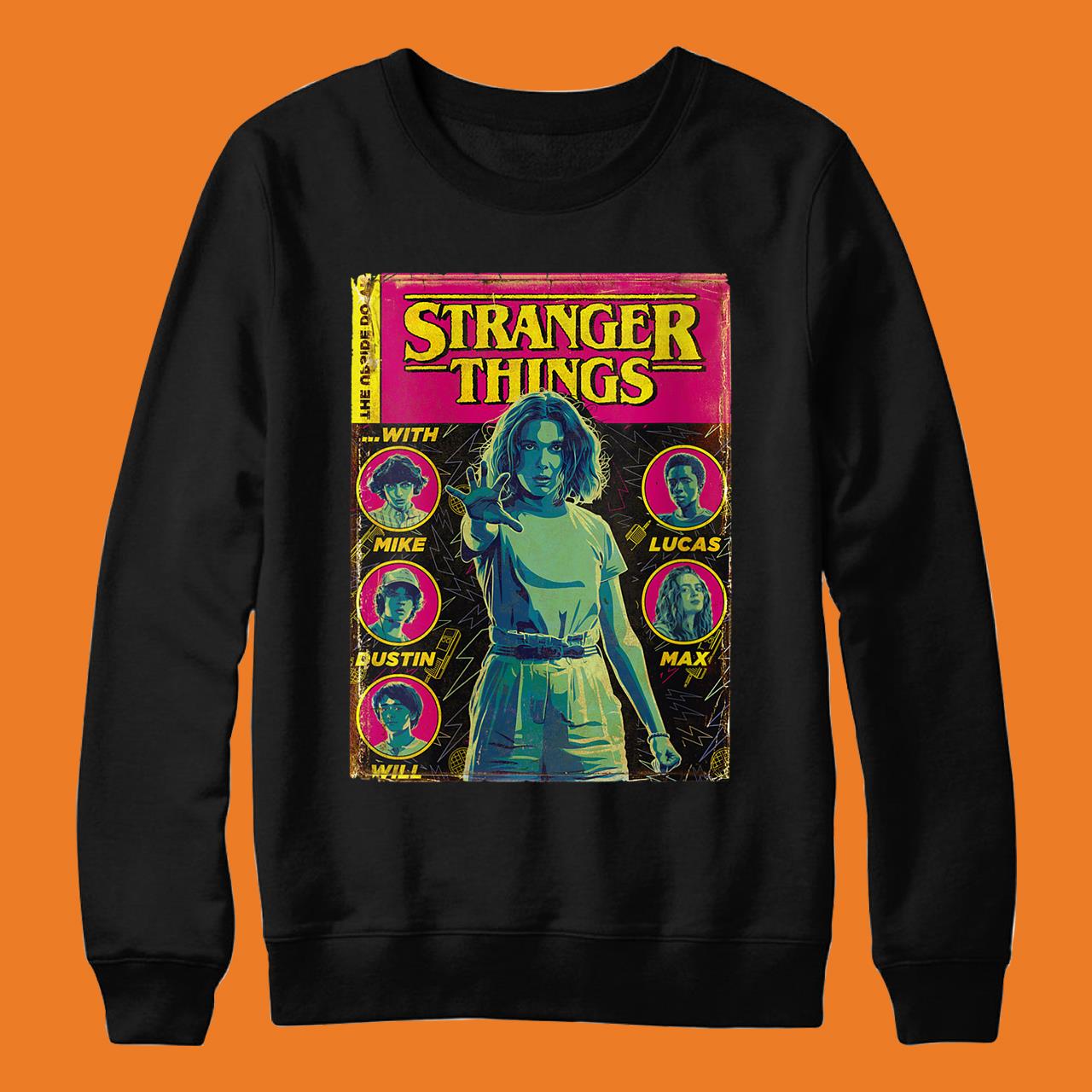 Womens Netflix Stranger Things Group Shot Comic Cover T-Shirt