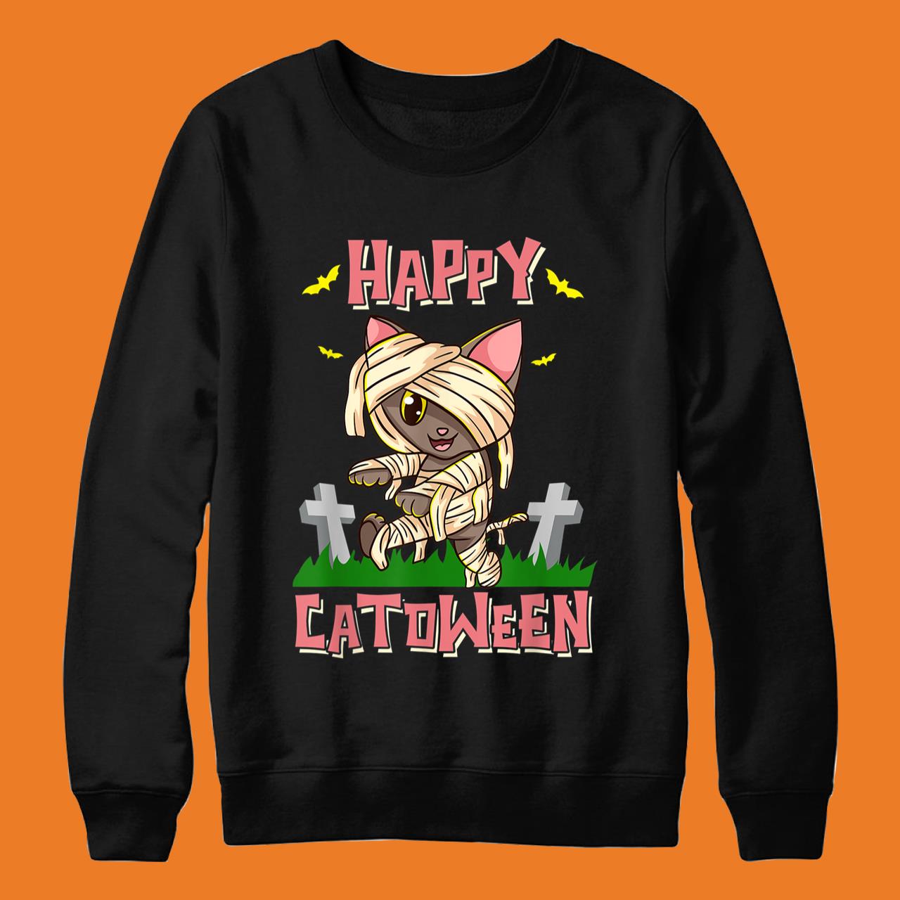 Funny Spooky Cat Happy Catoween Halloween T-Shirt