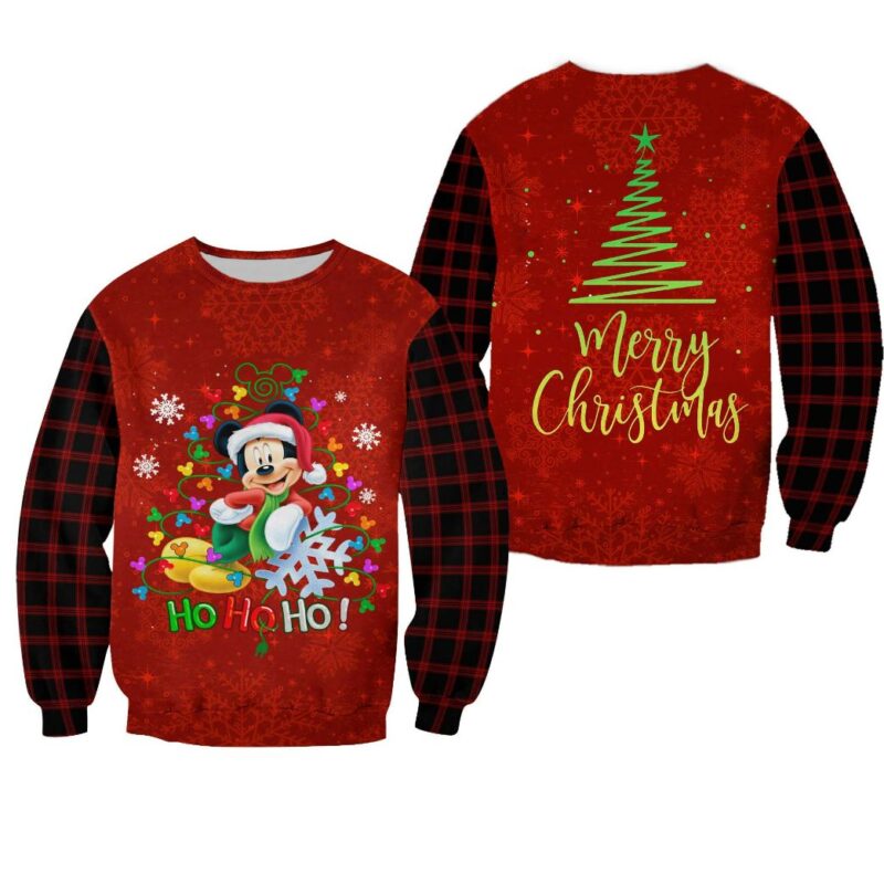 Mickey Mouse Pattern Xmas Red 2022 Christmas Disney Graphic 3D Sweater- Best Christmas Gifts 2023
