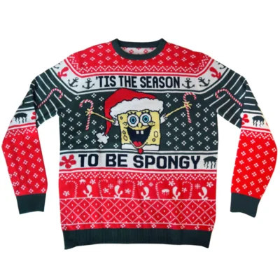 The Season To Be Spongy Spongebob Ugly Christmas Sweater- Best Christmas Gifts 2023
