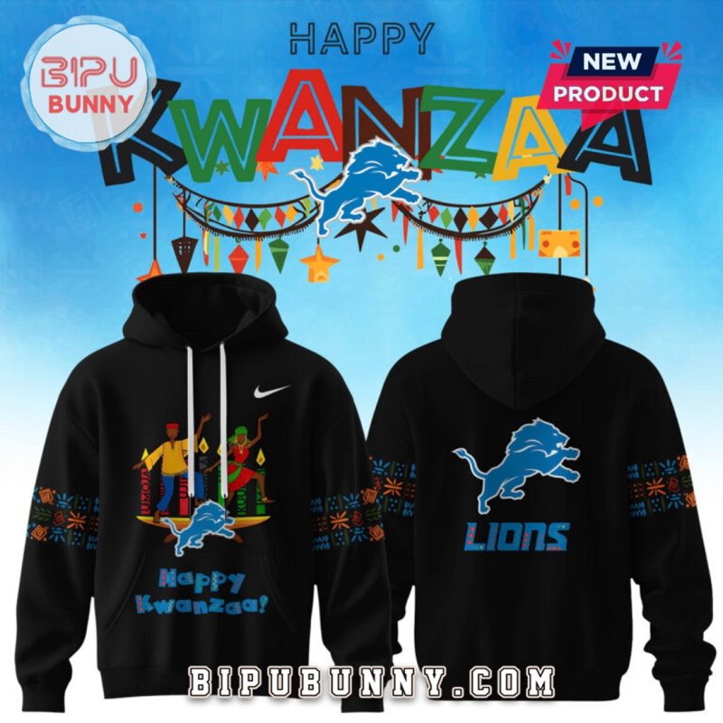 Detroit Lions 2025 Happy Kwanzaa Black Hoodie