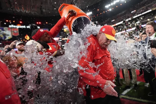 Kansas City Chiefs celebrate their 25-22 overtime victory over the San Francisco 49ers in Super Bowl LVIII