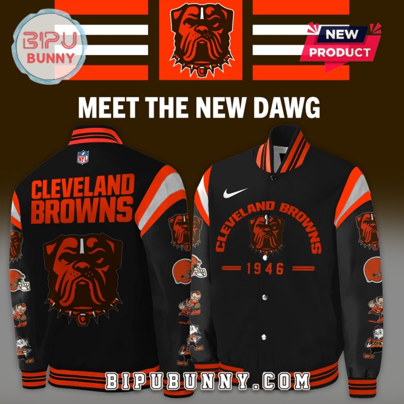 Cleveland Browns NFL Champs Dawg Black Baseball Jacket