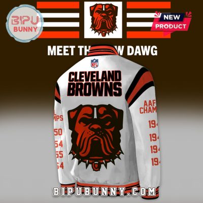 Cleveland Browns NFL Champs Dawg White Baseball Jacket