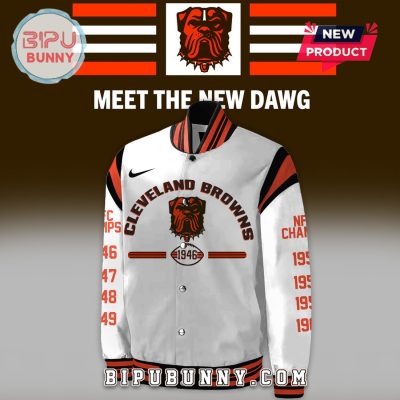 Cleveland Browns NFL Champs Dawg White Baseball Jacket