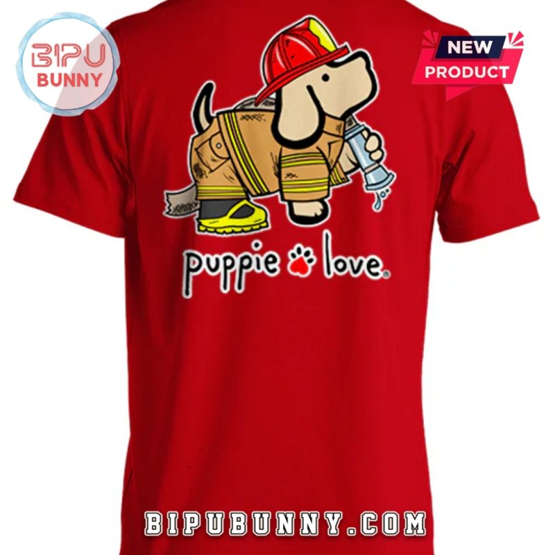 Firefighter Pups Puppy Dog Red Shirt