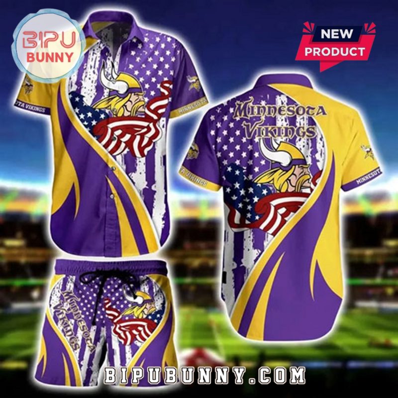 Minnesota Vikings Stars and Stripes Hawaiian Shirt