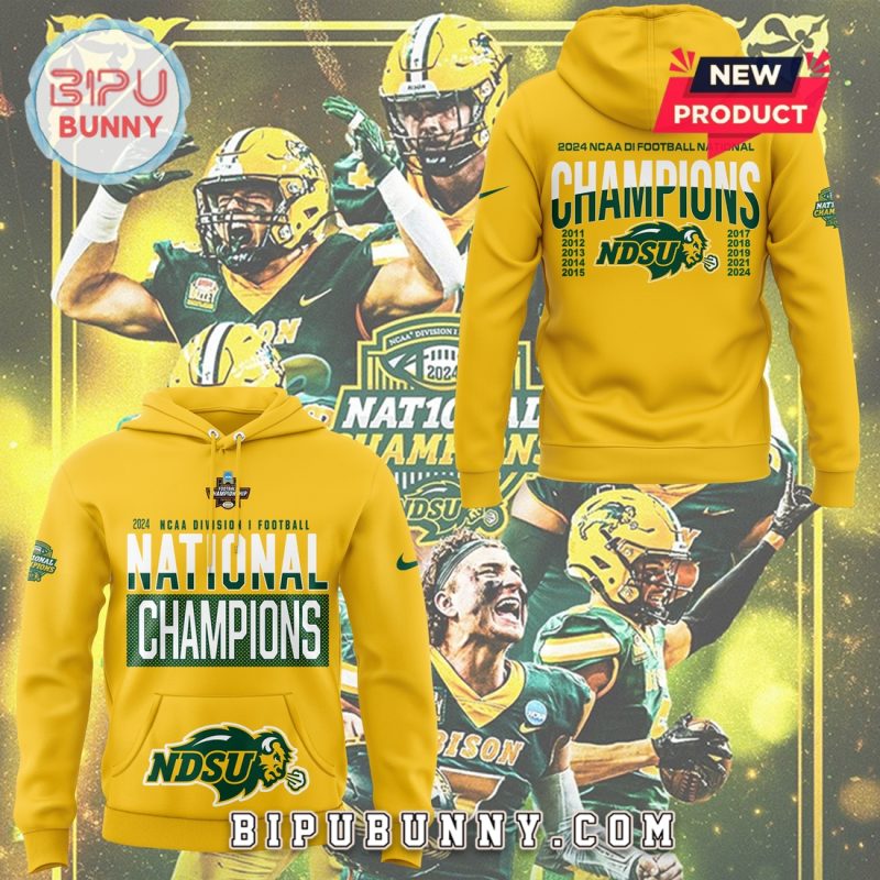 NDSU Football 10 Time Championship Yellow Hoodie Set