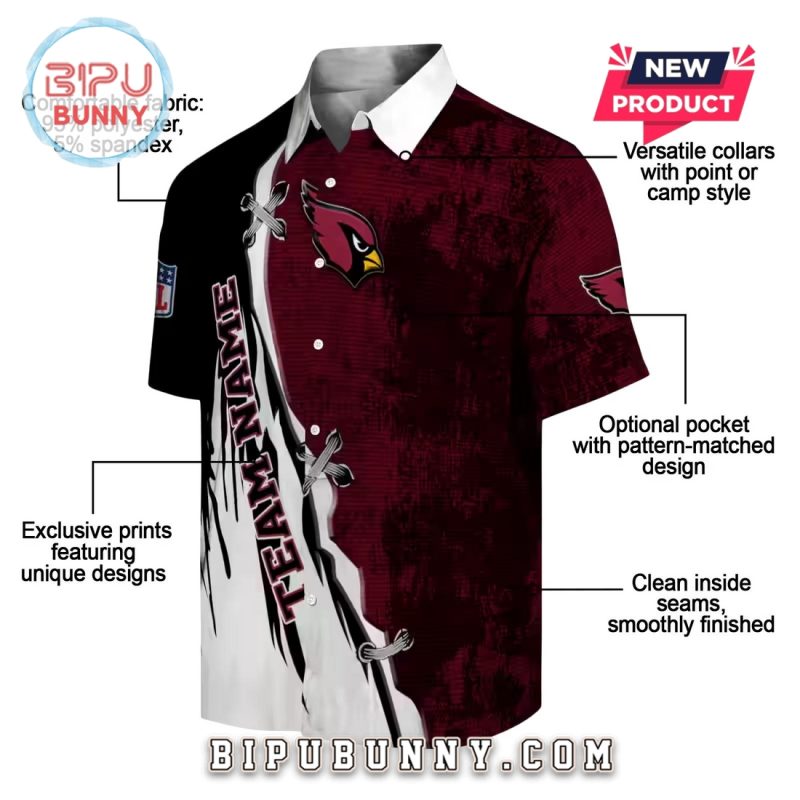 Arizona Cardinals Custom Edgy Streaks Hawaiian Shirt