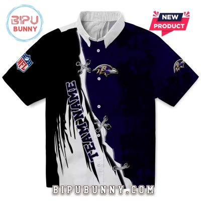 Baltimore Ravens Custom Edgy Streaks Purple Hawaiian Shirt