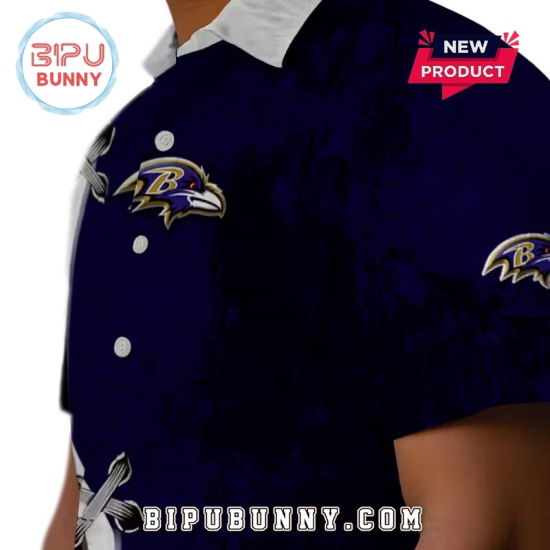 Baltimore Ravens Custom Edgy Streaks Purple Hawaiian Shirt