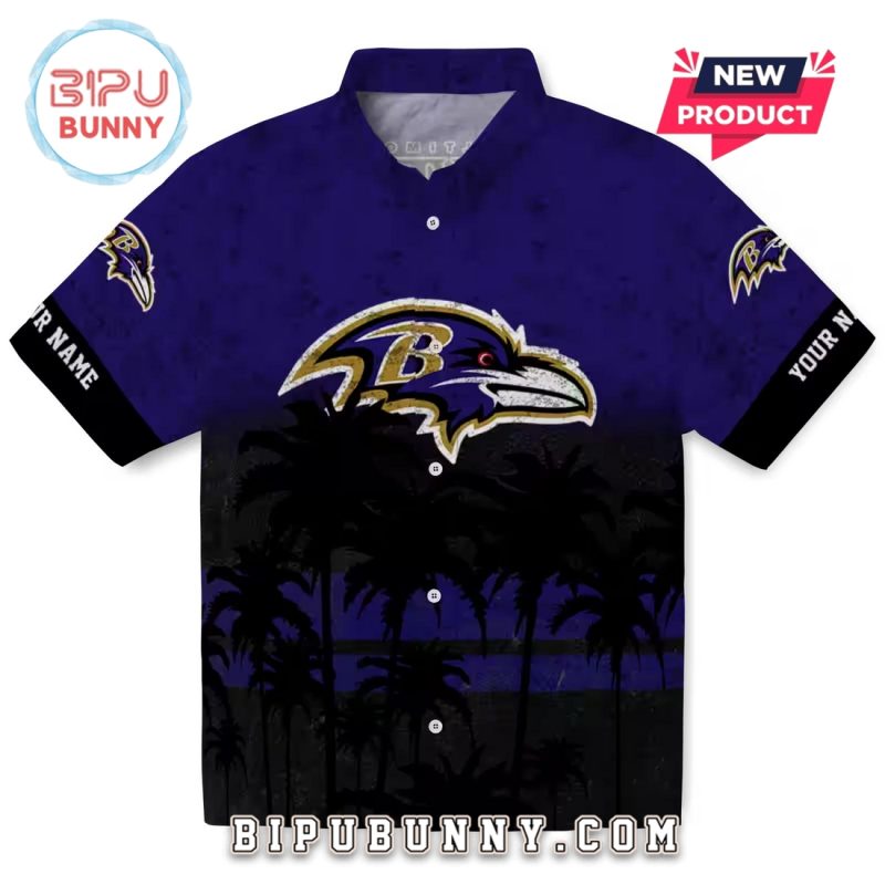 Baltimore Ravens Custom Sunset Pattern Purple Hawaiian Shirt