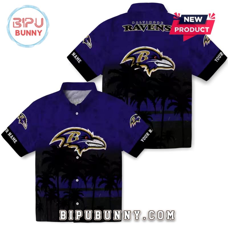 Baltimore Ravens Custom Sunset Pattern Purple Hawaiian Shirt