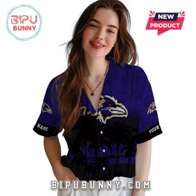 Baltimore Ravens Custom Sunset Pattern Purple Hawaiian Shirt