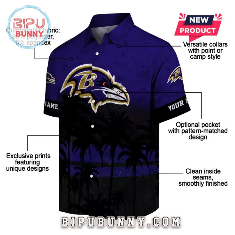 Baltimore Ravens Custom Sunset Pattern Purple Hawaiian Shirt