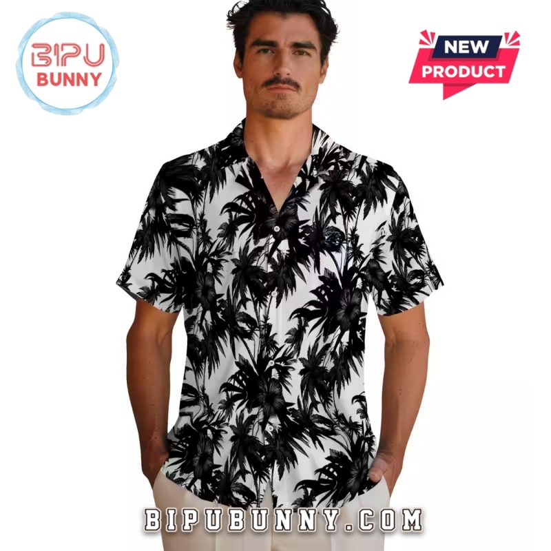 Carolina Panthers Palm Motifs Hawaiian Shirt