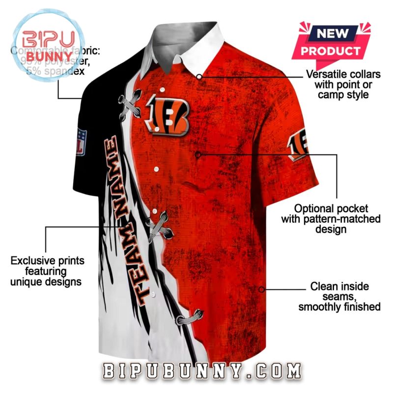 Cincinnati Bengals Edgy Streaks Custom Hawaiian Shirt