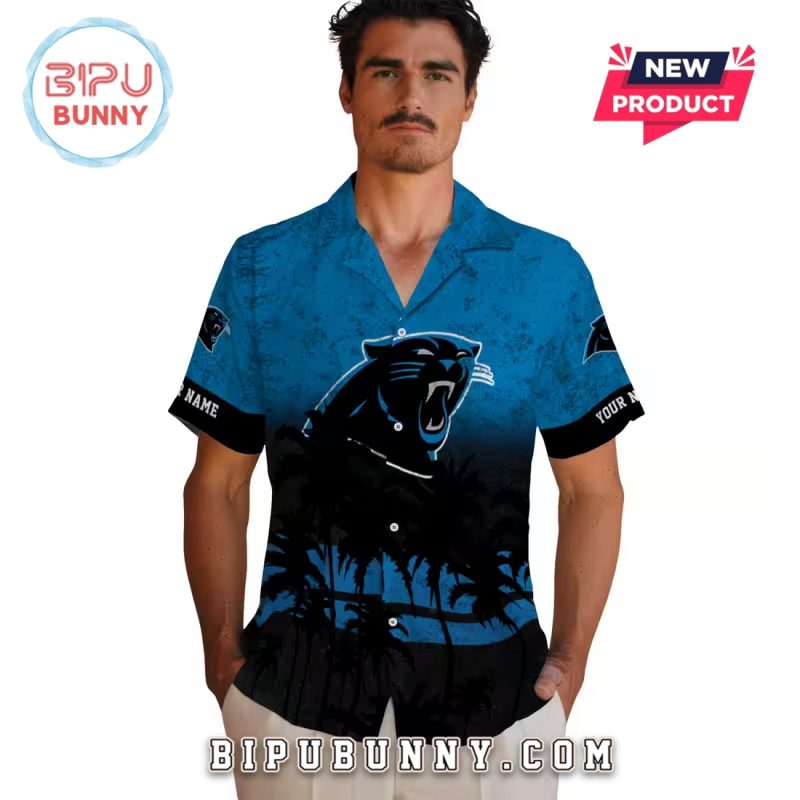 Custom Carolina Panthers Sunset Pattern Hawaiian Shirt