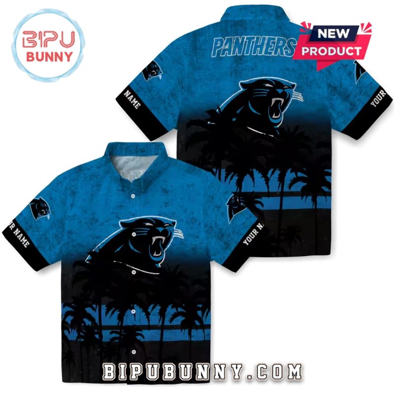 Custom Carolina Panthers Sunset Pattern Hawaiian Shirt