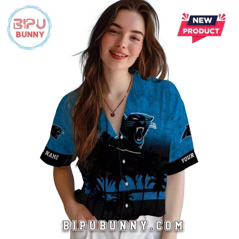 Custom Carolina Panthers Sunset Pattern Hawaiian Shirt