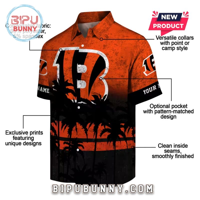 Custom Cincinnati Bengals Sunset Pattern Hawaiian Shirt