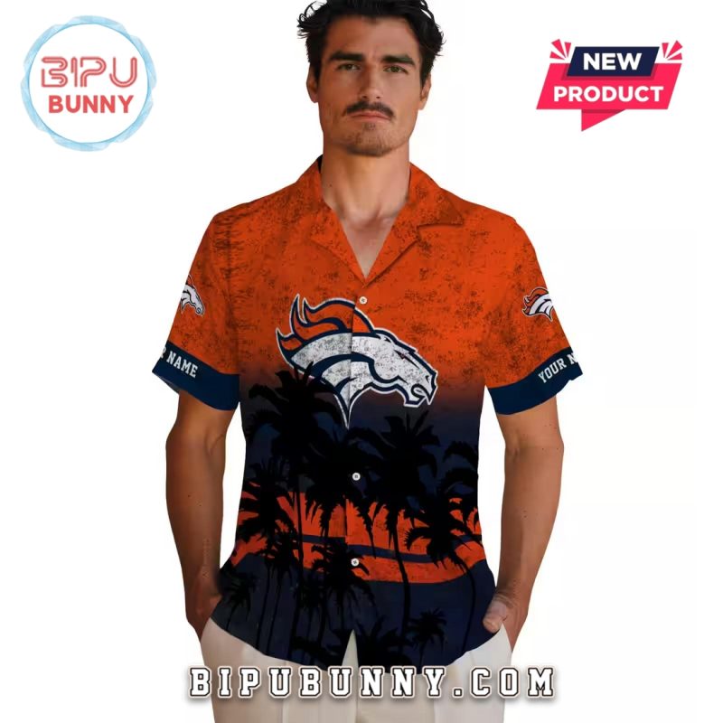 Custom Denver Broncos Sunset Pattern Hawaiian Shirt